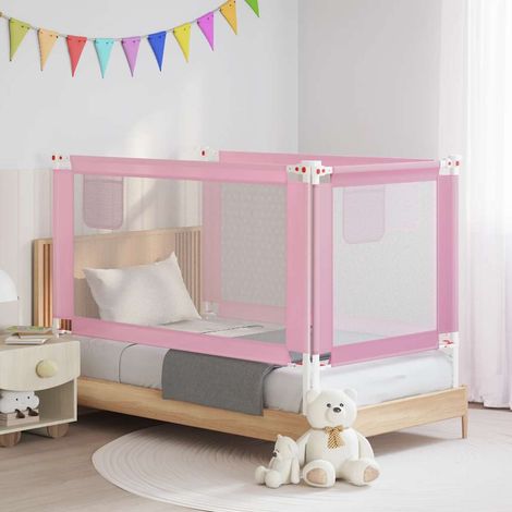 Barrière de lit pour enfant, rose, 150 x 25 cm, en tissu