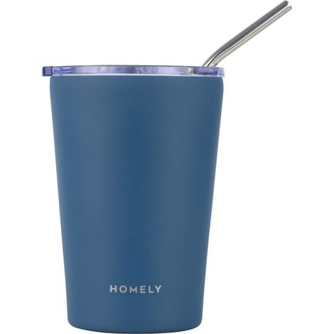 400 ml Thermobecher in Indigoblau mit Strohhalm (1/4)
