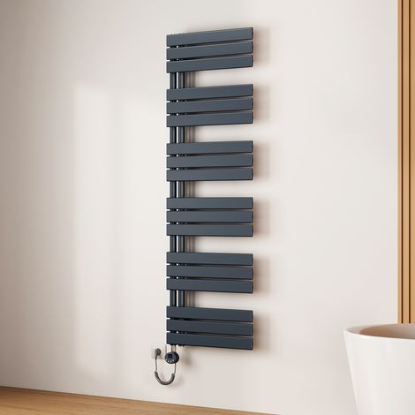 EMKE Sèche-Serviettes Électrique à Thermostat, Minuterie et Puissance Réglable, Anthracite 1000W 1599x500 mm (1/5)