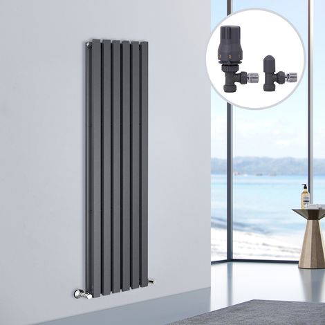 Designer Radiator D Shape Flat Panel Rad Central Heating Rads 1800x410mm Double Anthracite (1/5)