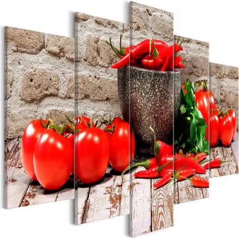 Tableau 5 Panneaux "Red Vegetables Brick Wide" 50 x 100 cm (1/2)