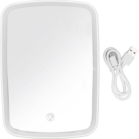 Ortviai Miroir de Maquillage Portable Éclairé LED 3 Couleurs, Rechargeable 2400 mAh, Réglage Progressif de la Luminosité