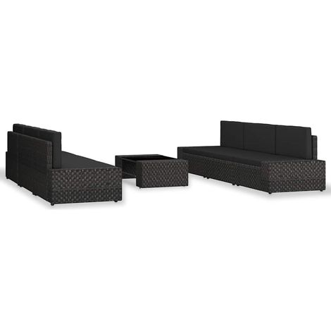 Maison Exclusive - 7-tlg. Garten-Lounge-Set Poly Rattan Schwarz (1/5)