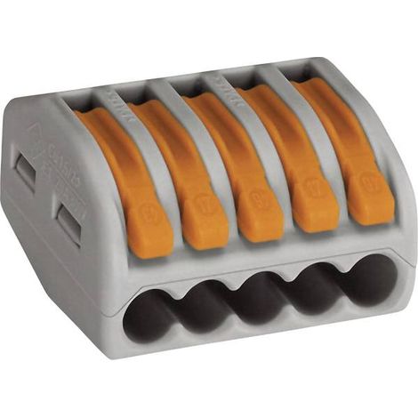WAGO 222-415-1 222 Morsetto flessibile: 0.08-4 mm² rigido: 0.08-2.5 mm² Numero Poli (num): 5 1 pz. Grigio, Arancione