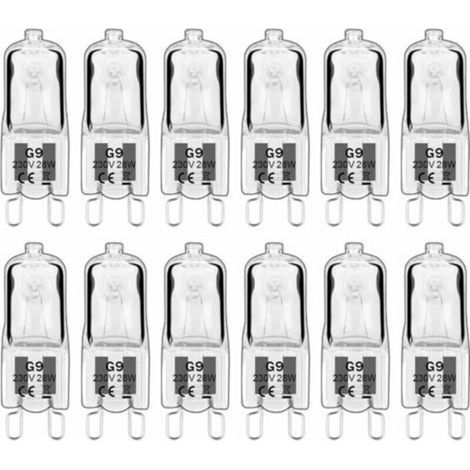 12 pièces Lampes halogènes G9, Ampoules capsule G9 230V 28W 480lm, Blanc chaud 2800K, Dimmable, Sans scintillement [Classe énergétique G] (1/5)