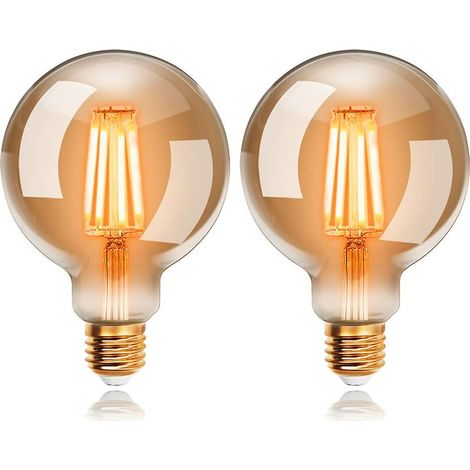Lot de 2 Ampoules LED 6W Edison Vintage G95, Blanc Chaud 2200K E27, Equivalent à Ampoule Incandescente 48W, Rétro Antique Lampe décorative (1/5)