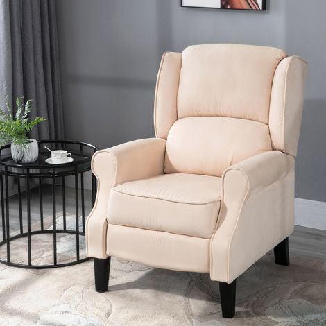 Sillón de Masaje Reclinable con Mando a Distancia 2 Zonas de Masaje y Tapizado en Tejido de Ante 78x83x101 cm Crema (1/5)