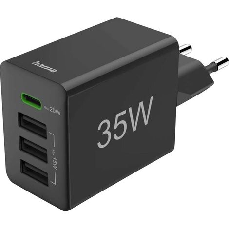 Hama Schnellladegerät, 1x USB-C PD, 3x USB-A, Mini-Ladegerät, 35W, Schwarz Chargeur USB 35 W noir (1/5)