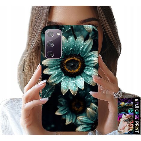 Coque pour Samsung Galaxy S20 FE - Fleur de gerbera bleue + Feuille métallisée (1/5)
