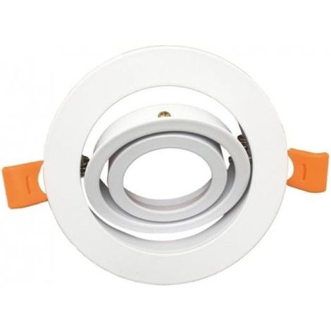 Silamp – Support spot encastrable GU10 LED rond blanc 110mm orientable – Angle d'éclairage 120° – Compatible ampoules GU10 et MR16 – Usage intérieur (1/2)