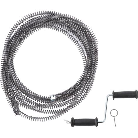 Déboucheur de canalisations à ressort avec câble de 16 mm pour toilettes, plombier, déboucheur de tuyaux et d'égouts pour la maison, la cuisine et la salle de bain, 5 m / 16,4 pi (1/5)
