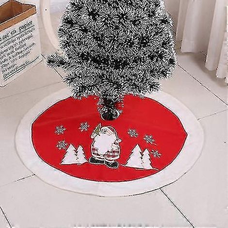 Jupe de sapin de Noël en peluche, décorations de Noël, dimensions : 90 cm, rouge (1/2)