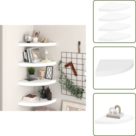 Estantes decorativos - vidaXL Estantes flotantes de esquina 4 uds MDF blanco 35x35x3,8 cm - Estantes para libros