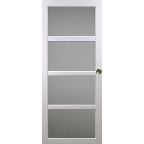 Puerta corredera Tana blanca con cristal H204 x L93 cm, conchas GD MENUISERIES