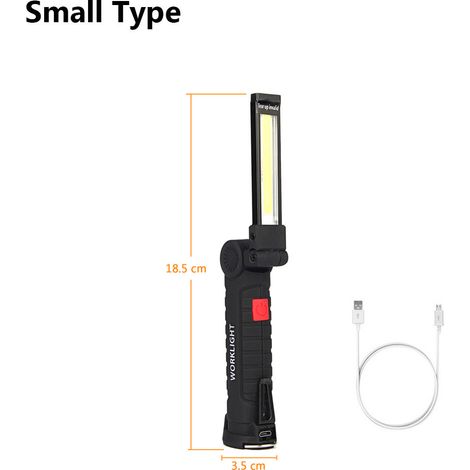 Lampe de travail multifonctionnelle USB COB magnétique pour réparation automobile, lumière rouge LED, voyant d'avertissement, lampe torche anti-éblouissement, lampe de maintenance W51 S 500 mA (1/5)