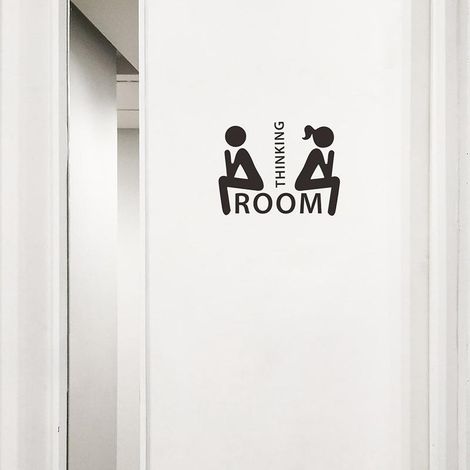 Lot WC autocollant porte salle de bain déco murale adhésif maison panneau signalétique autocollant mural 3 pièces (1/5)