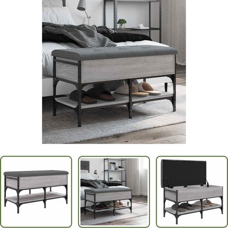 Flurbank - Schuhbank Grau Sonoma 82x42x45 cm Holzwerkstoff (1/5)