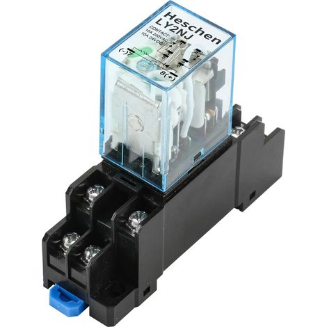 Relais à usage général, LY2NJ, Bobine 12VDC, 10A 24VDC/220VAC, DPDT, Indicateur LED, avec socle (1/5)