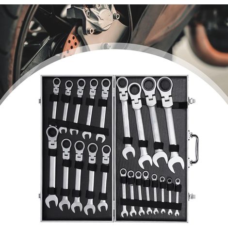 22 stk Gelenk Ringmaul Ratschenschlüssel Ring Maul Schlüssel Satz 6-32mm Gabelschlüssel Ratschen Satz Knarrenkasten Ratschenkasten Wrench Sets (1/5)