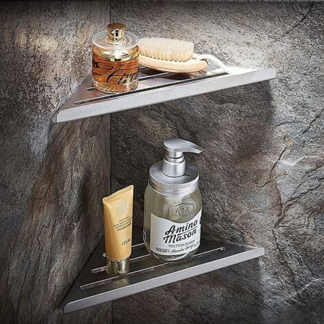 Nannigr Lot de 2 étagères de douche d'angle en acier inoxydable 304 pour murs carrelés, étagère encastrée pour la rénovation de salle de bain (brossée)