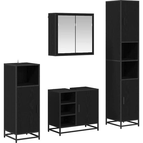 Maison Exclusive - Badezimmermöbel-Set 4 pcs Schwarz Eichen-Optik