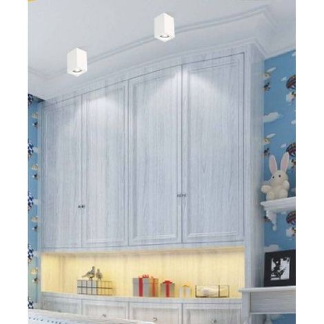 TrAdE Shop Traesio - Applique Soffitto Portafaretto In Gesso A Cubo Verniciabile Attacco Gu10 Gs-c14 - (1/5)
