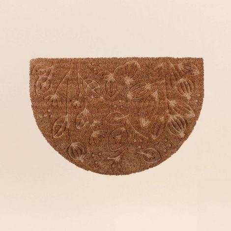 Paillasson coco demi lune embossé floral 40x60cm (1/5)