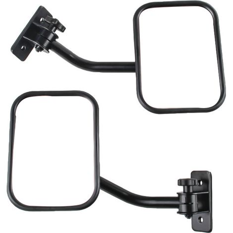 GOOFIT off-road motorcycle rearview mirror/reverse mirror suitable for Wrangler modification, single pillar square reflector. (1/4)