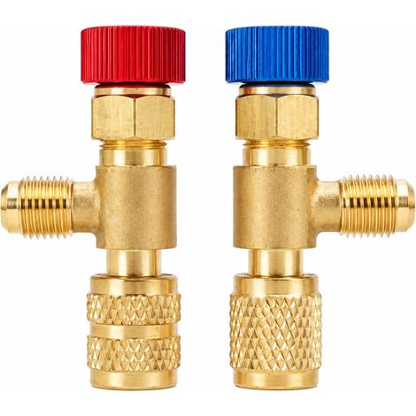 2 Adaptateurs De Climatisation R410a R22, Remplisseur De Froid Valve De Sécurité Raccords Rapides en Cuivre, Étanche (1/5)