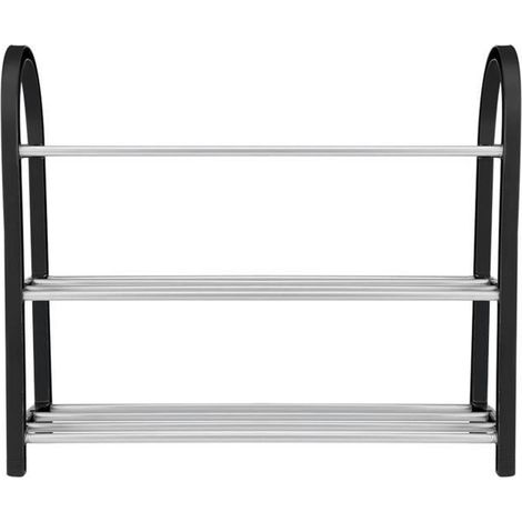 Rack de rangement pour chaussures - FAFEICY - FA001 - 3 niveaux - Métal - Blanc et Noir (1/4)