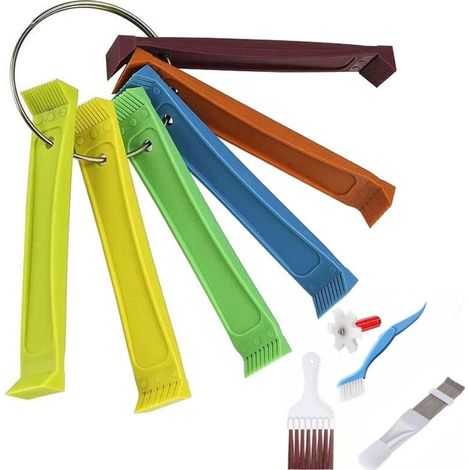 Ensemble de 6 peignes à ailettes colorés pour radiateur, peigne à ailettes, lisseur, anneau de poignée, 12 espacements d'ailettes différents (1/4)