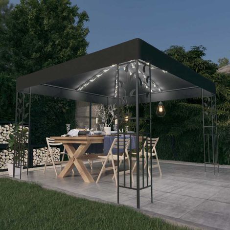 Tonnelle avec guirlande lumineuse à LED 3x3 m Anthracite (1/5)
