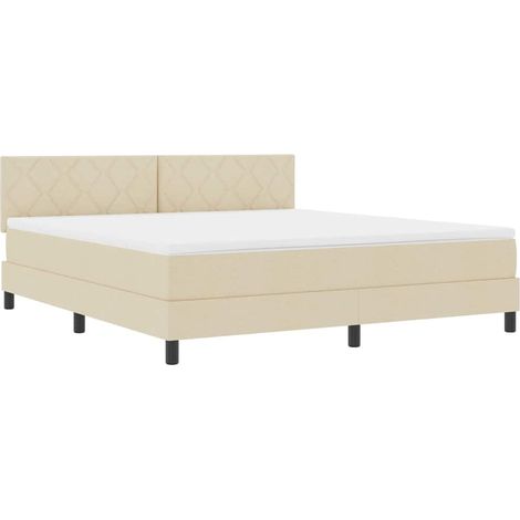 Box Spring Bed with Mattress Cream 180 x 200 cm Fabric vidaXL (1/5)