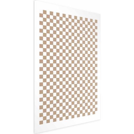 Poster - Geometria e marroni - un motivo a scacchiera in tonalità neutre (1/4)