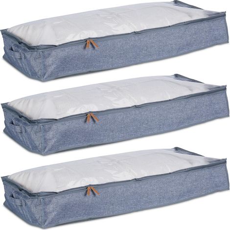 Bolsas de almacenamiento debajo de la cama, plegables con cremallera, paquete de 3