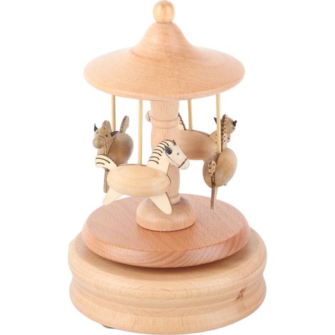 Vintage-Spieluhr aus Holz mit drehbarem Pferd, handgeschnitzt, Dekoration für Zuhause, elegantes Weihnachtsgeschenk (1/5)