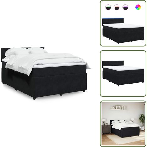Boxspringbett mit Matratze Schwarz 160x200 cm Samt - Boxspringbett - Boxspringbetten - Bett - Schlafzimmermöbel (1/5)