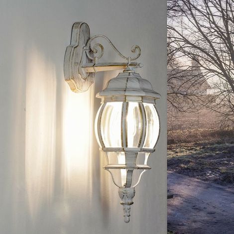 AMXCNOY Applique murale extérieure blanche rétro IP44 avec douille E27, en aluminium et verre – design rustique pour éclairage décoratif à l’entrée, sur le balcon ou la terrasse (1/5)