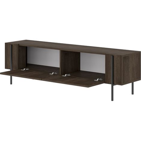 Meuble TV moderne Herman avec portes et étagères - Noyer (1/5)