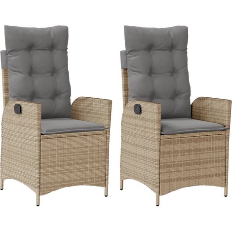 Maison Exclusive - Gartensessel Kissen 2Stk. Verstellbar Beigemis