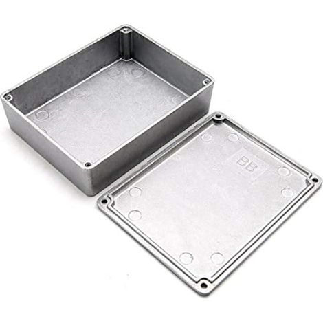 Boîtier de projet - Boîtier électrique étanche en aluminium moulé sous pression, idéal pour une utilisation extérieure, comprend un raccordement complet avec connecteur, argent (1/3)
