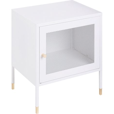 Comodino metallo bianco 45 x 35 cm ante a rete camera da letto Ossett