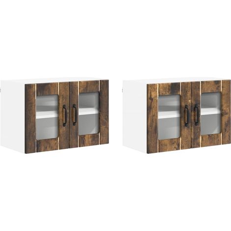 Maison Exclusive - Mobile in vetro da parete LUCCA 2 pcs Rovere Fumo