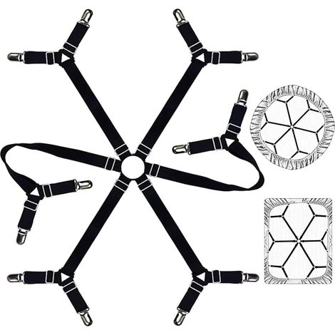 Cordones elásticos ajustables para sábanas bajeras, cintas ajustables para sábanas bajeras redondas y cuadradas (negro).