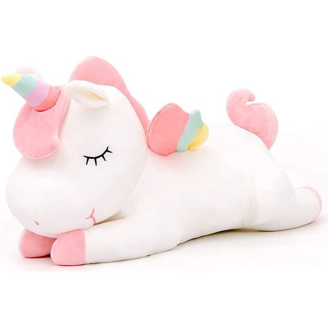 1 coussin licorne, peluche géante 65 cm, ultra-doux en polyester et élasthanne, rembourrage coton 3D, pour câliner ou sieste (1/5)