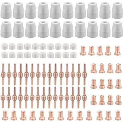 Lot de 120 pièces consommables plasma – 30 électrodes et buses de coupe – Anneaux en céramique pour découpe précise – Compatible LGK40 CUT50