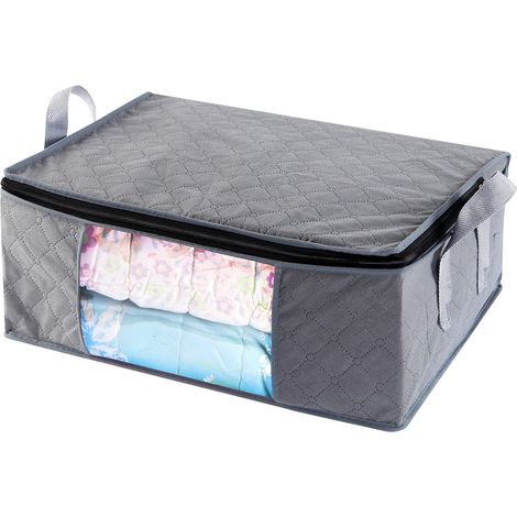 Sac De Rangement - Tissu Non Tissé - Fermeture Éclair - Pour Vêtements Couvertures Couettes - 60 L - Lot De 3 (1/5)