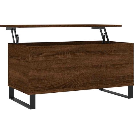 Mesa de centro elevable de diseño moderno y contemporáneo 90 x 44,5 x 45 cm madera de ingeniería y metal marrón DEC038776