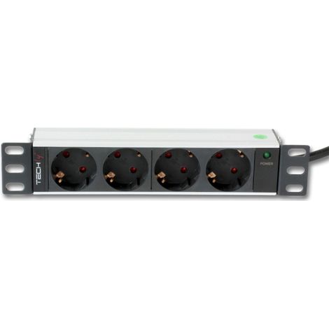 Techly Professional Multipresa Schuko 4 posti rack 10'' (1/2)