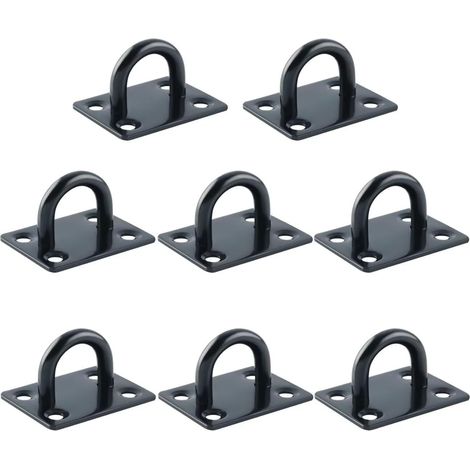 8 Pièces Crochets à œillet en Acier Inoxydable 304, Crochet de Fixation Murale de Plafond Robuste, pour Sangle d'Entraînement, Balançoire, Hamac,Boxe Sac de Frappe, Noir (1/5)